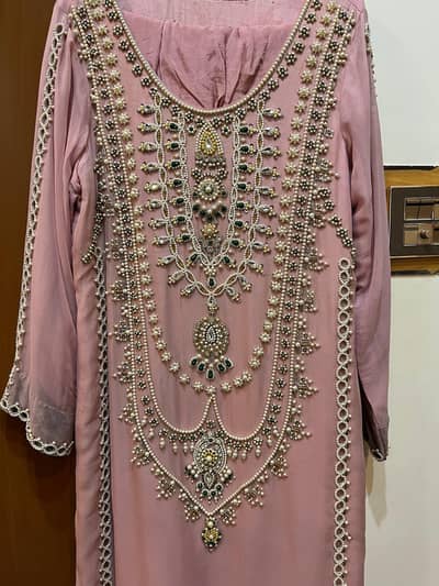3 Piece Chiffon Heavy Embroidered Dress For Sale Wedding-Casual Wear