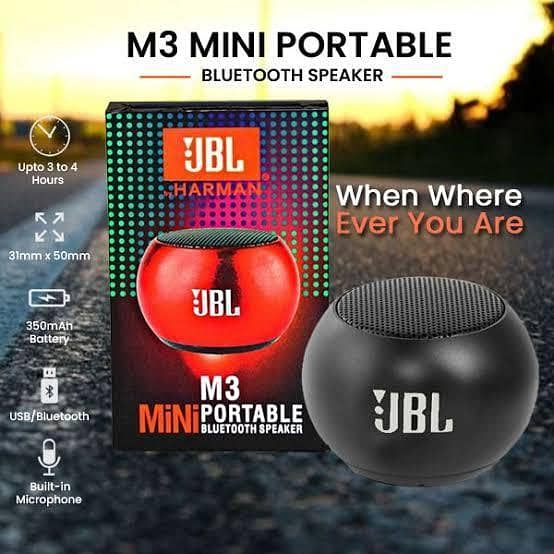 JBL USA Original M3 Mini Portable Bluetooth Speaker: Ultra-Compact Wireless Audio with Built-in Mic