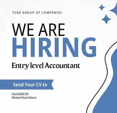 We are hiring Entry level Accountant and for internship