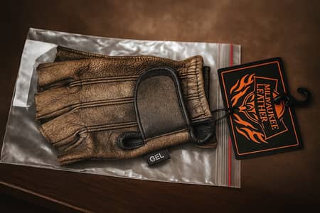 Leather Motorcycle Riding Gloves with Gel Padding – New