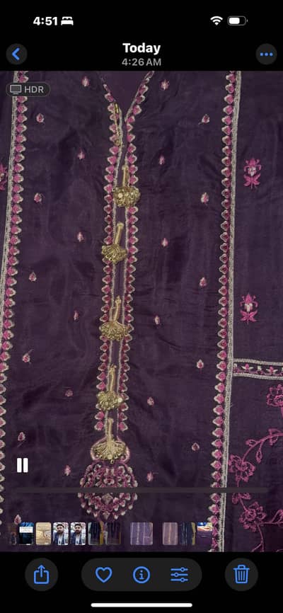 Party wear Brinjal( beingan) colour three pieces suit.