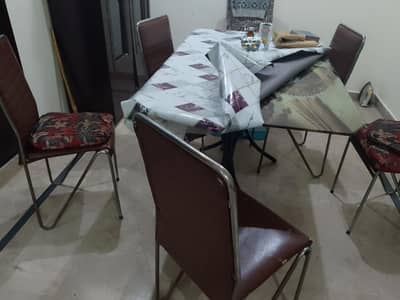 6 seater dining table 12mm glass urgent sale