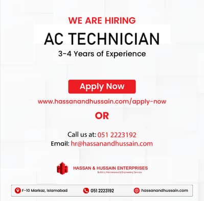 Hiring AC Technician in Islamabad