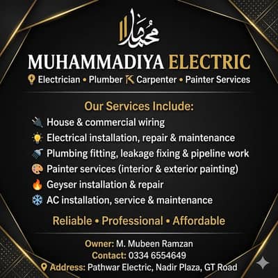 Home Maintenance Services – Electrician, Plumber, AC, Geyser