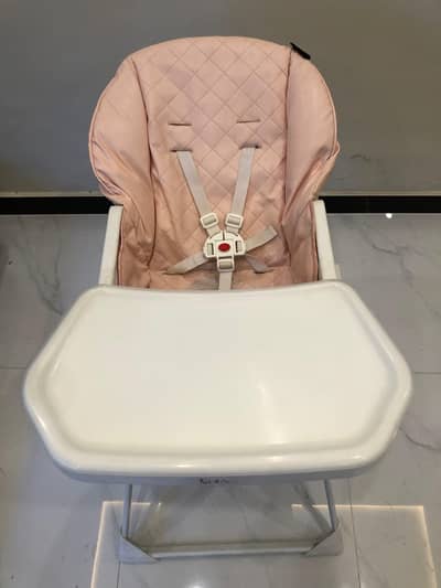 Tinnis Baby High Chair - Foldable, Comfortable & Safe (Pink)