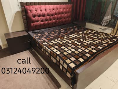 wooden 3d style bed with two side tables call 03124049200