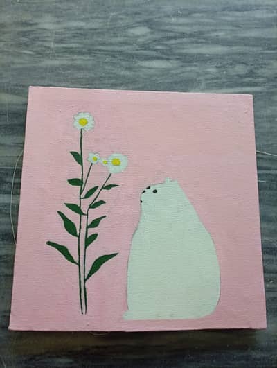 painting calligraphy , Artist, canves fram with color and gold leaves