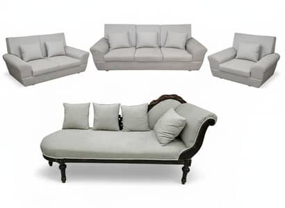 Elegant 4-Piece Grey Living Room Sofa Set