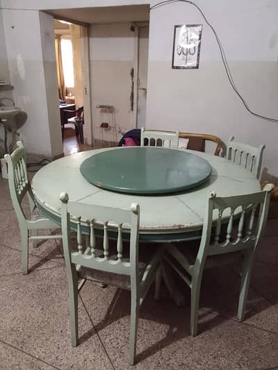 PURE WOODEN DINING TABLE WITH 6 CHAIRS