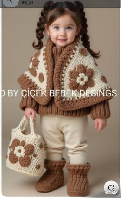 Handmade Crochet Baby Outfit – Rustic Blossom Set