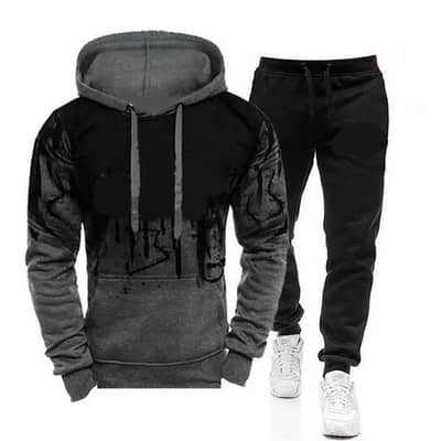 New Men's Hooded Splash Ink printed Fashion