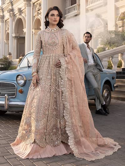 It's a shah jahan's maxi in peach colour, used once