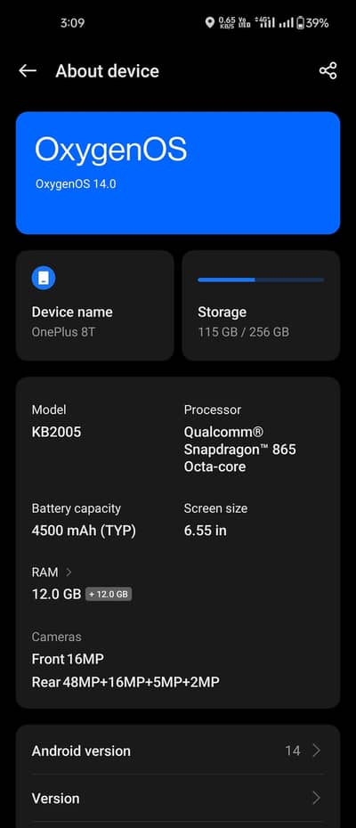 OnePlus 8T 12gb Ram 256Gb Memory
