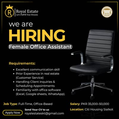 WE ARE HIRING: Female Office Assistant