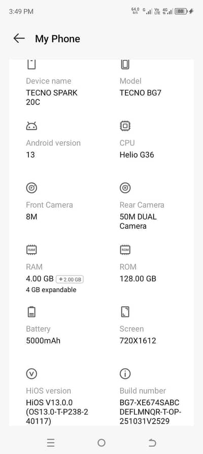 Tecno spark 20c 6 GB+128gp
