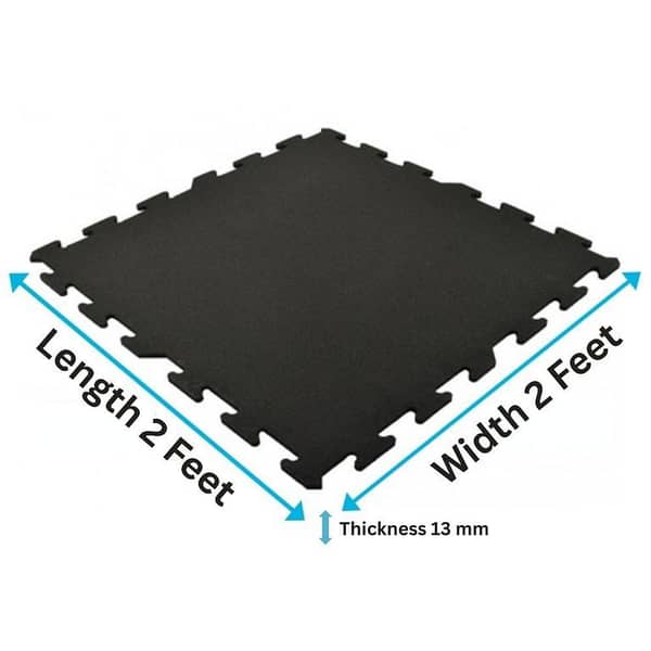 EVA Foam Gym Flooring Mat 2x2 Feet – 13mm Thick Interlocking Floor Mats, Black Colors for Home Gym & Yoga