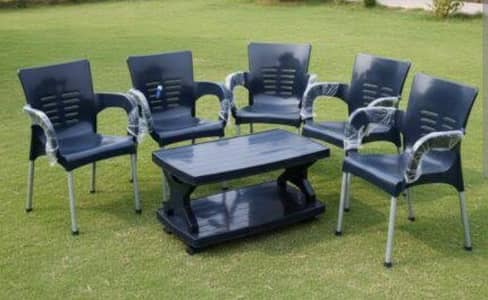 4 Plastic Chairs with Table Set Available only in 3,900 Pkr