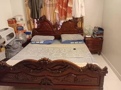 Pure Sheesham Wood Bedroom set- King-size Bed,4 Door Cupboard & Mirror
