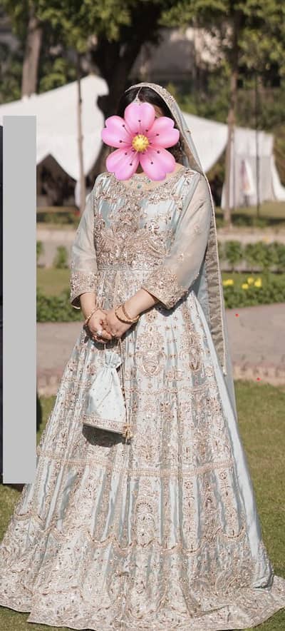 Ice Blue Aqua Maxi Valima Dress