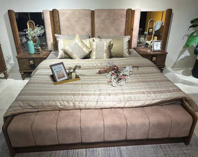 Bed dressing table room chairs and mattress for sale