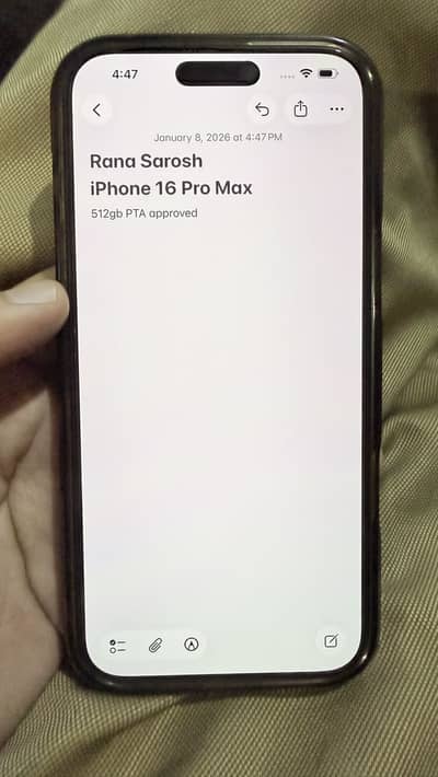 iPhone 16 pro max 512gb pta approved 96% health