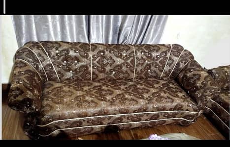 6 seater sofa set in brown color