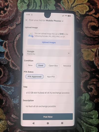 official pta approved 12/128 fix price only dot exchange possible
