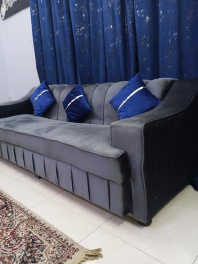 New 7 Seater Sofa Set Grey And Blue Color