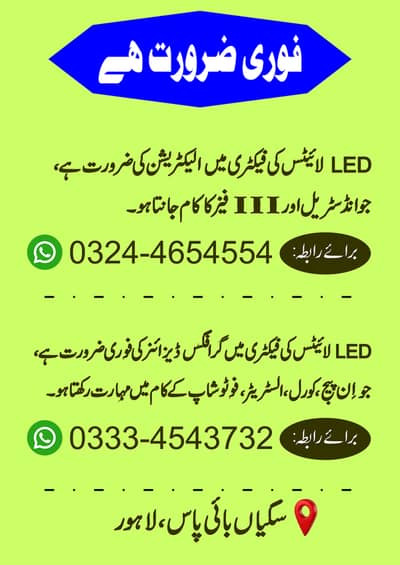 Graphics Designer Required | Electrician Required | Jobs in Lahore