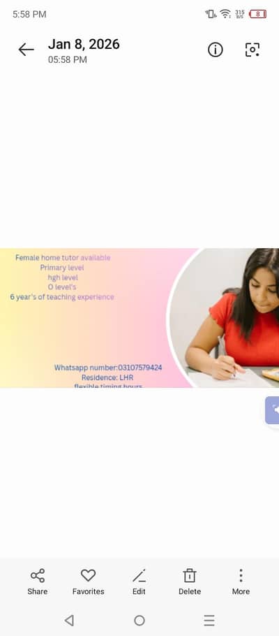 online female home tutor available
