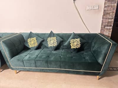 6 Seater Green Sofa Set For Sale - Like New