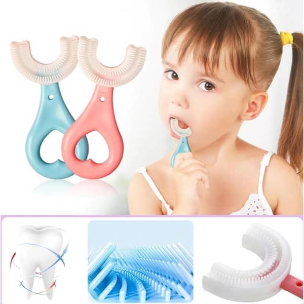 Baby Toothbrush Toddlers Teeth Cleaning Brush Kids U Shaped Toothbrush For Children Mouth Oral Cleaning Brush 360 Degrees U-Shaped Tooth Dental Training Toothbrushes Oral Care Portable Mouth Cleaning Manual With Handle Daily Children's Cleaning Food