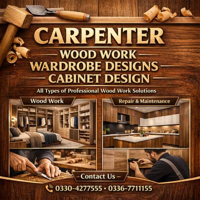 Wood Works Services in Lahore/ New Kitchen & Wardrobe Making/Carpenter