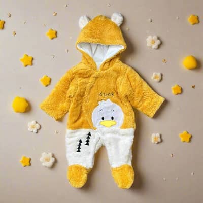 Duck theme fur romper with hoodie