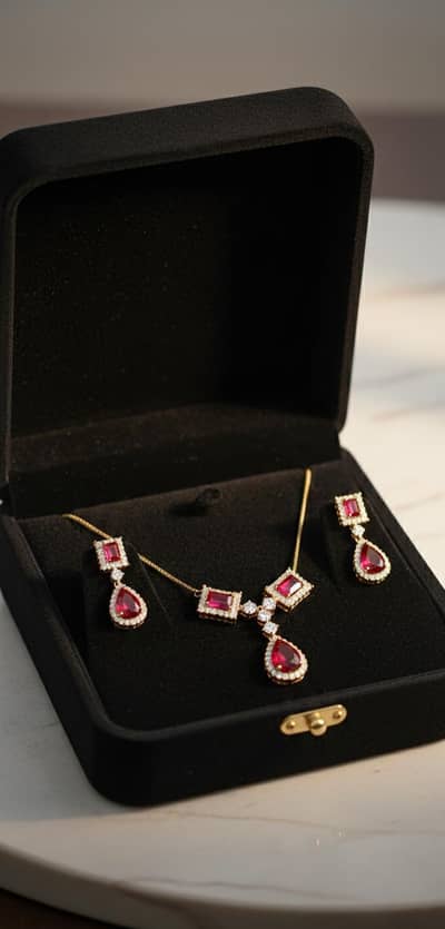 Elegant Gold-Plated Necklace & Earrings Set for Women