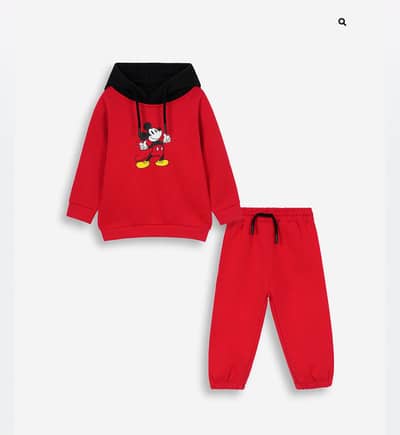 Red fleece suit with hoodie
