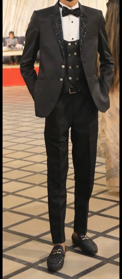 Tuxedo Cut Work black pent coat 3 piece