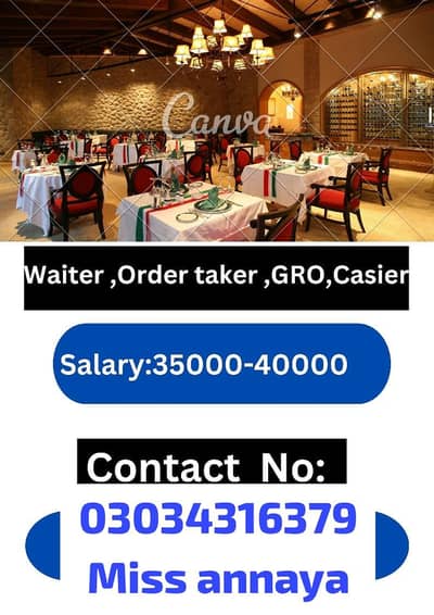 need urgent staff waiter oder taker GRO cashiers supervisor