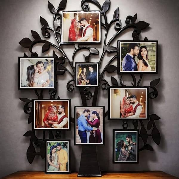 Customized Family Tree Photo Frame | Personalized Wedding & Couple Memory Frame | Unique Wall & Table Décor Gift (9 Pictures)