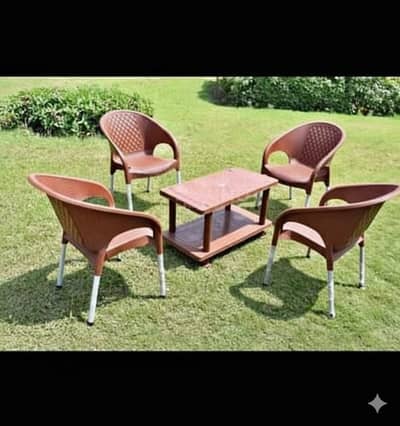 Outdoor Garden Chairs Set  4 Chairs with Center Table |