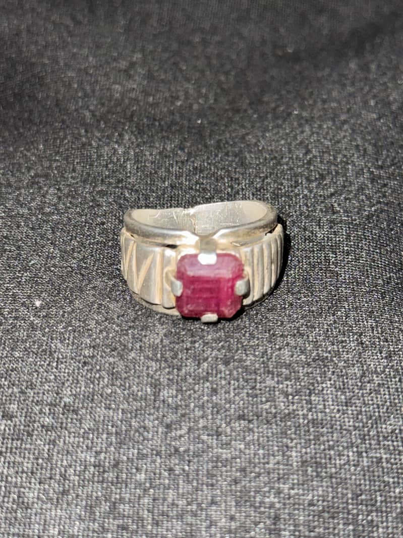 Ruby stone silver ring 1
