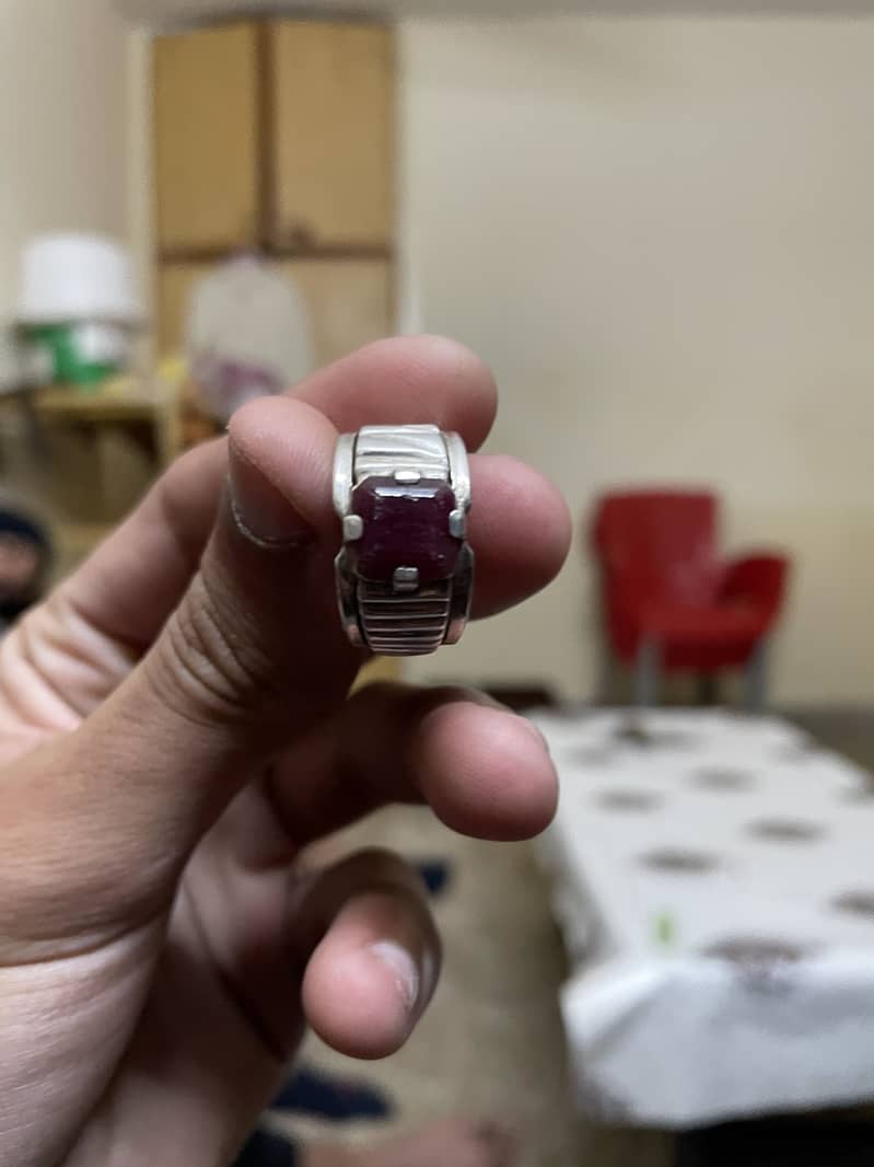 Ruby stone silver ring 2