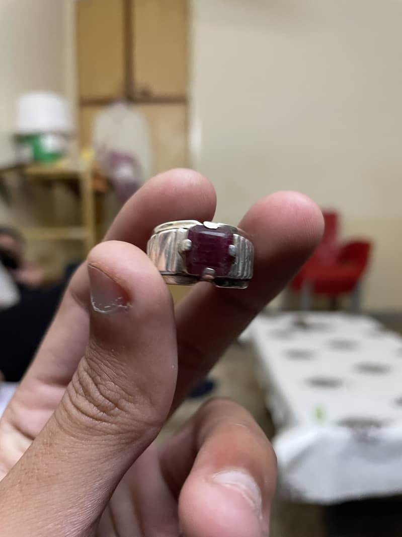 Ruby stone silver ring 3