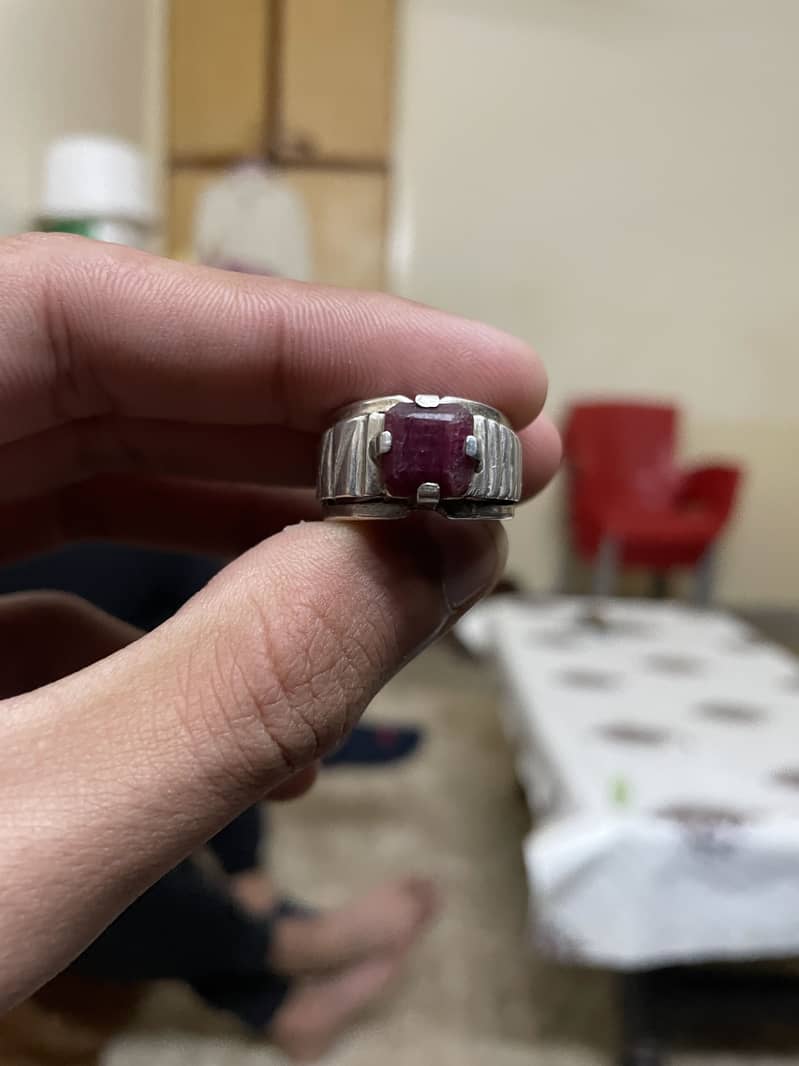 Ruby stone silver ring 4