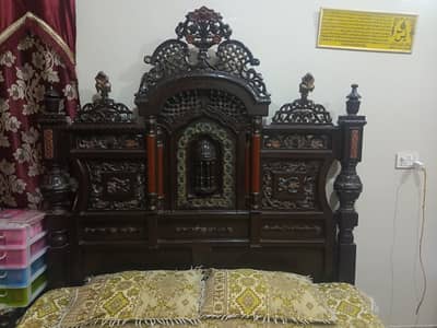 Wooden Bed With Dressing and side Tables (0300 4030777)
