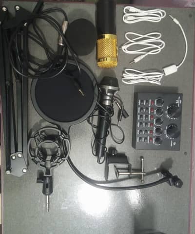 BM800 MICROPHONE + V8 + Extra Dynamic Microphone + All Connectors