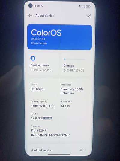 read add first oppo reno 5pro 12+12/256 gb