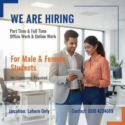 Great opportunity for Male, Females  - Home based or Office based