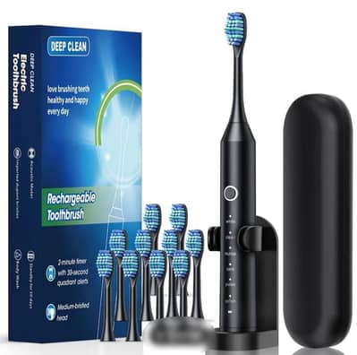 electric chargebale tooth brush with 10 heads and holder