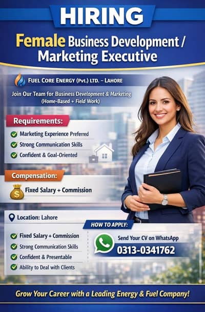 Business Development / Marketing Executive (Female) – Lahore